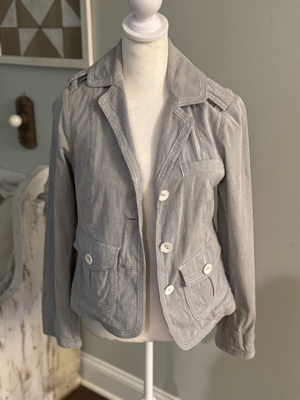Marc By Marc Jacobs Light Gray Button Front Blazer